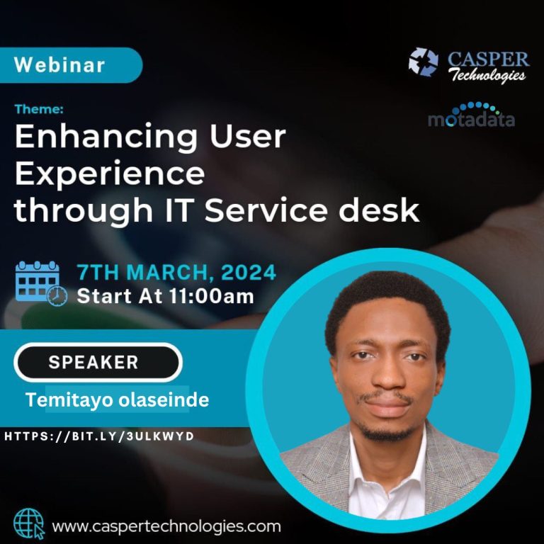 Elevate User Experience with Casper Technologies and Motadata: Join Our Exclusive Webinar!